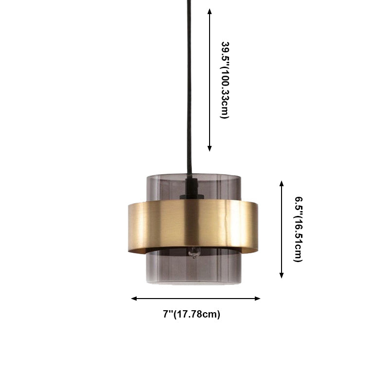 Elektroplat -Metallheizlicht in moderner künstlerischer Stilglaszylindrische Hängelampe für Schlafzimmer