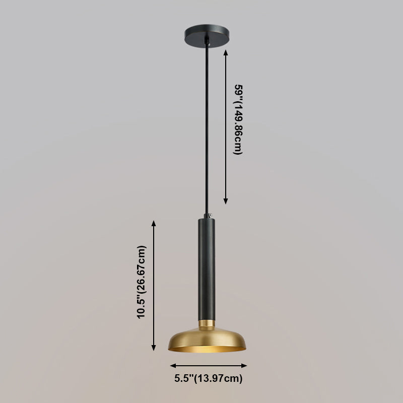 Moderne luxuriöse Single -Anhänger Leichte Kupferstange Hängelampe in Schwarz und Gold
