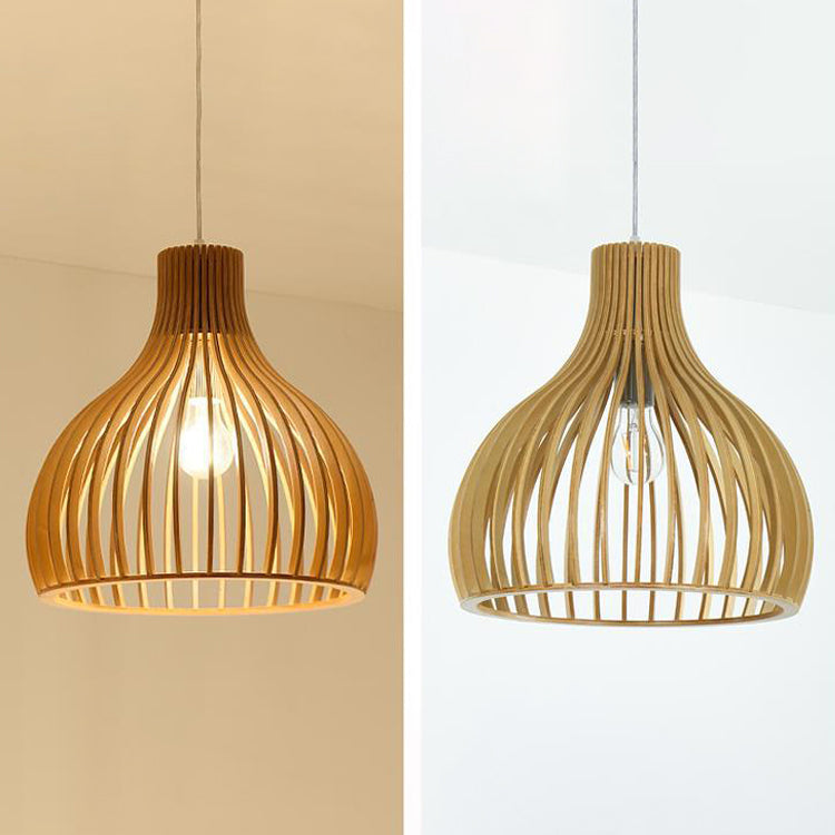 Moderne minimalistische Single Hanging Lampe Holz geometrische Anhängerlicht in der Holzfarbe