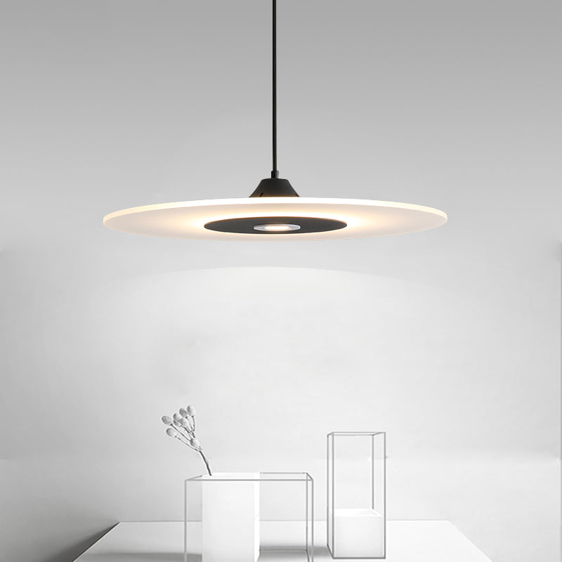 Modern Artistic LED Hanging Lamp Wrought Iron Circular Pendant Light with Acrylic Shade