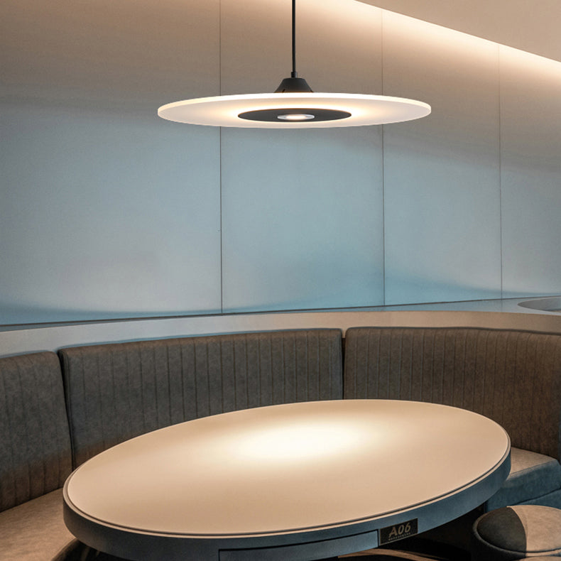 Modern Artistic LED Hanging Lamp Wrought Iron Circular Pendant Light with Acrylic Shade