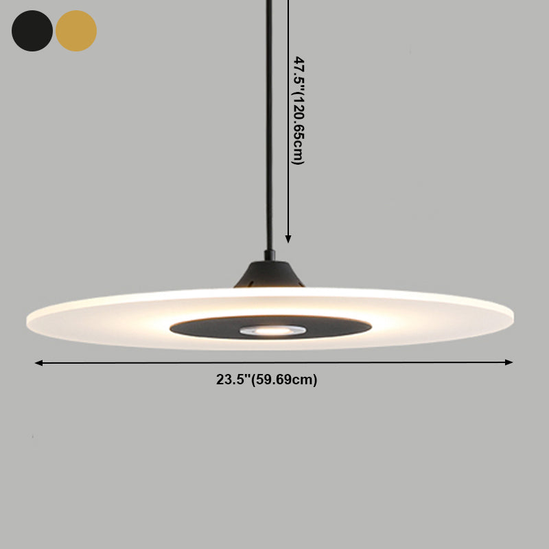 Modern Artistic LED Hanging Lamp Wrought Iron Circular Pendant Light with Acrylic Shade