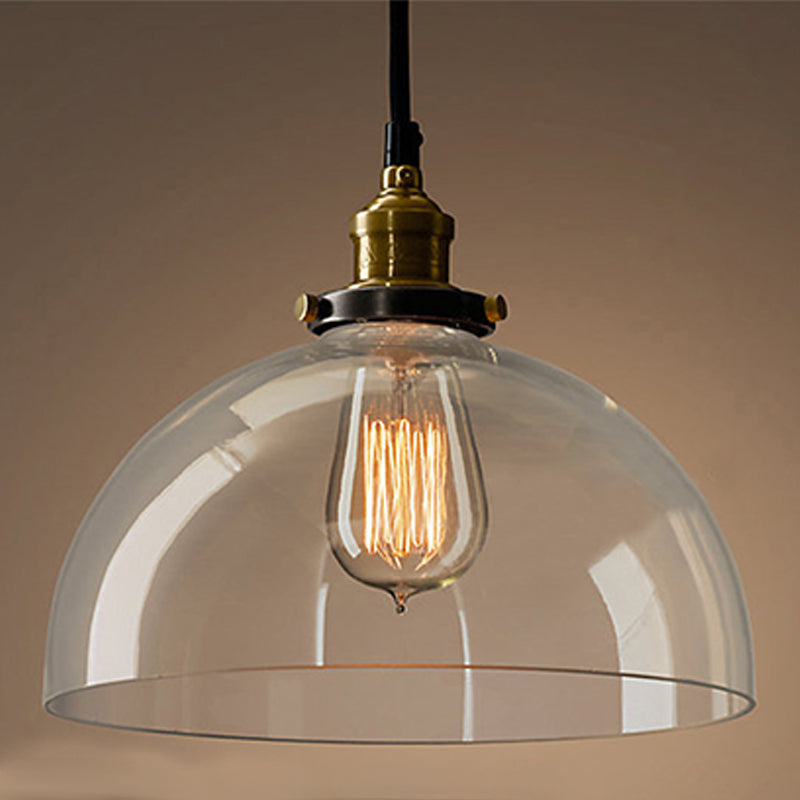 Industrial Vintage Geometric Pendant Light Electroplate Iron Hanging Lamp with Glass Shade