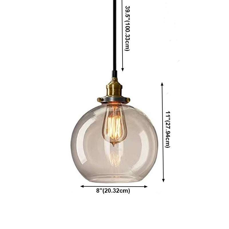 Industrial Vintage Geometric Pendant Light Electroplate Iron Hanging Lamp with Glass Shade
