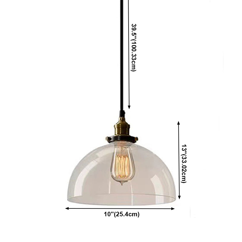 Industrial Vintage Geometric Pendant Light Electroplate Iron Hanging Lamp with Glass Shade