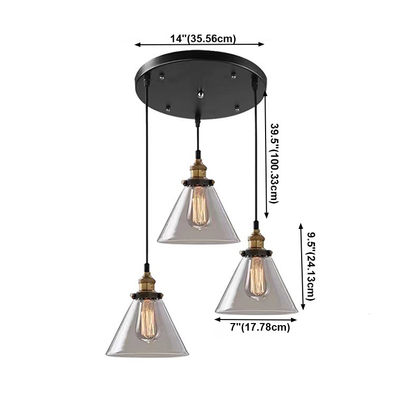 Industrial Vintage Geometric Pendant Light Electroplate Iron Hanging Lamp with Glass Shade