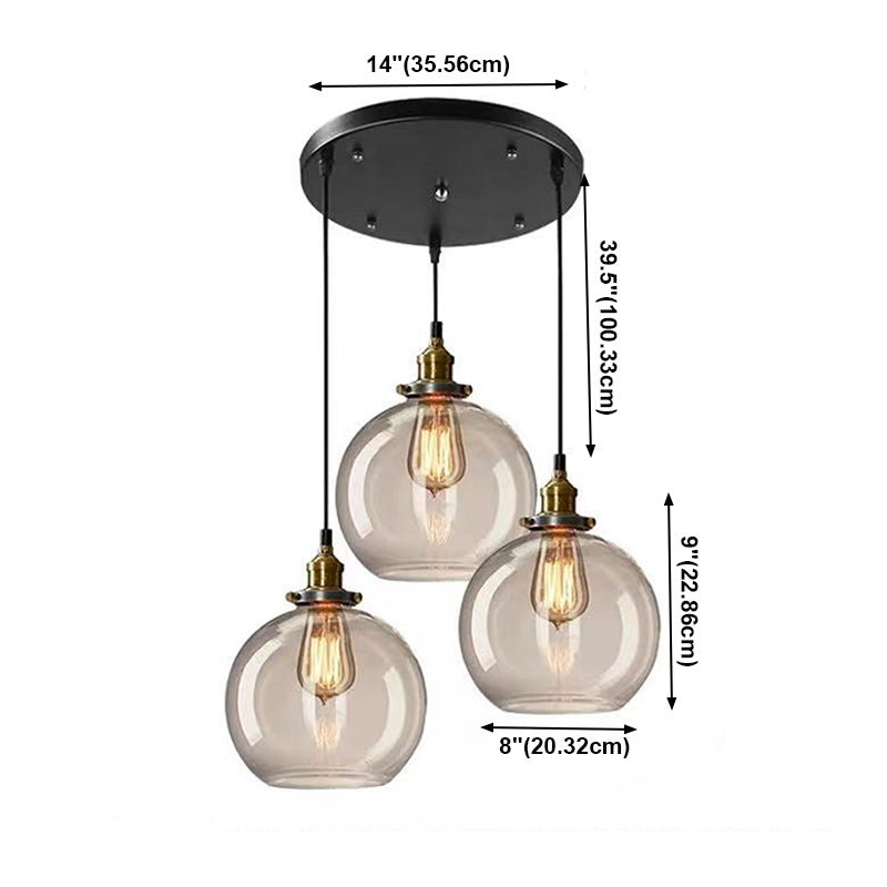 Lampada sospesa a pendente geometrica vintage industriale con tonalità di vetro con tonalità di vetro