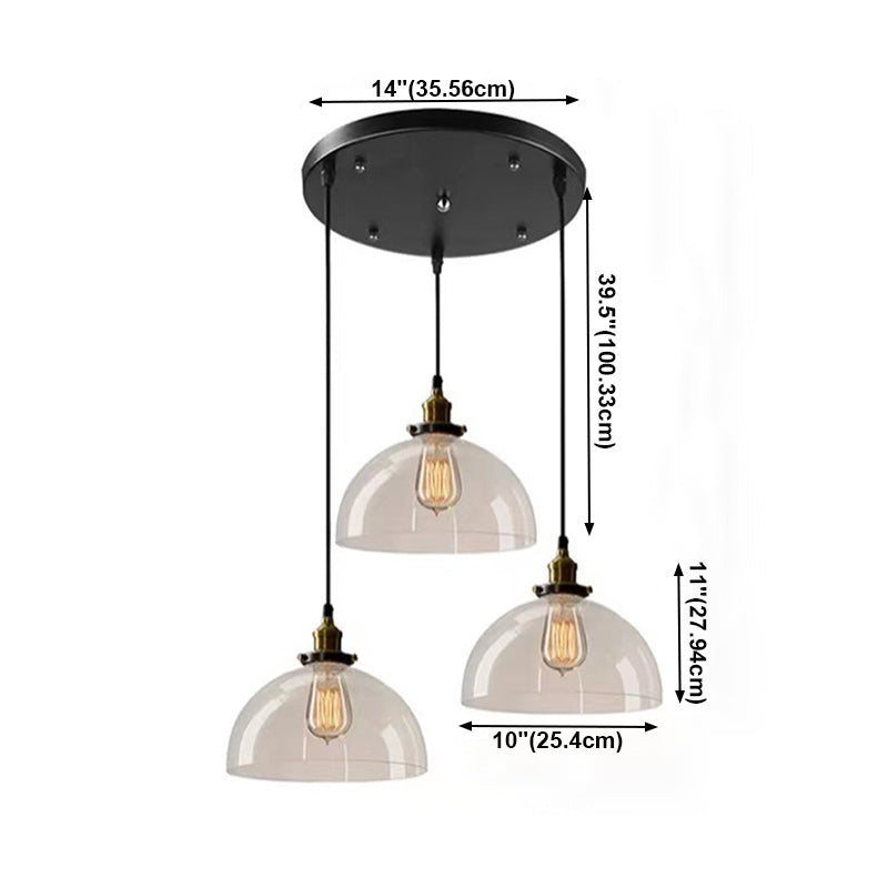 Industrial Vintage Geometric Pendant Light Electroplate Iron Hanging Lamp with Glass Shade