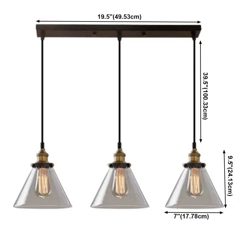 Lampada sospesa a pendente geometrica vintage industriale con tonalità di vetro con tonalità di vetro