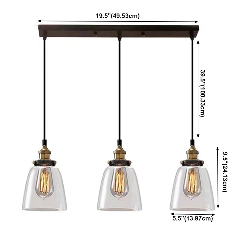 Industrial Vintage Geometric Pendant Light Electroplate Iron Hanging Lamp with Glass Shade