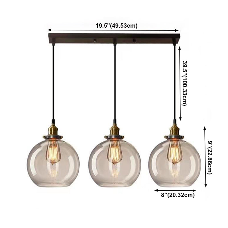 Industrial Vintage Geometric Pendant Light Electroplate Iron Hanging Lamp with Glass Shade