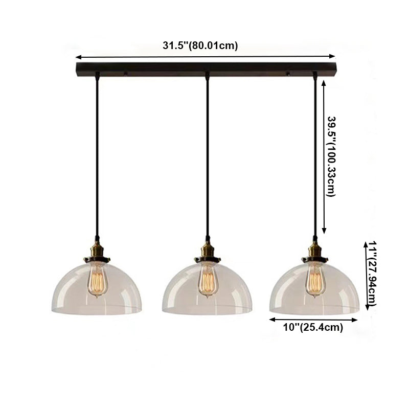 Industrial Vintage Geometric Pendant Light Electroplate Iron Hanging Lamp with Glass Shade