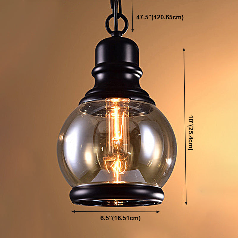 Lampada sospesa geometrica vintage industriale Lampade a sospensione con tonalità in vetro ambra