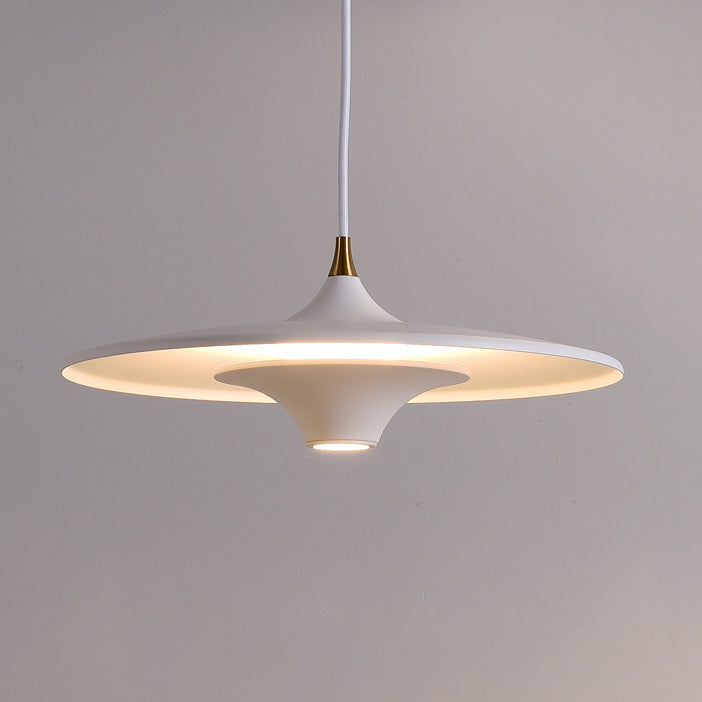 Moderne minimalistische LED -hangende lamp gelakte ijzeren schotel hanglamp met acrylschaduw