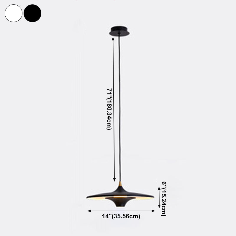 Moderne minimalistische LED -hangende lamp gelakte ijzeren schotel hanglamp met acrylschaduw