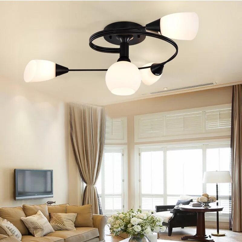 Traditional Globe Ceiling Light Surface Flush Mount Light with Glass Shade for Living Room