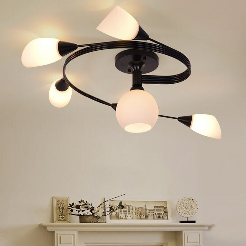 Traditional Globe Ceiling Light Surface Flush Mount Light with Glass Shade for Living Room