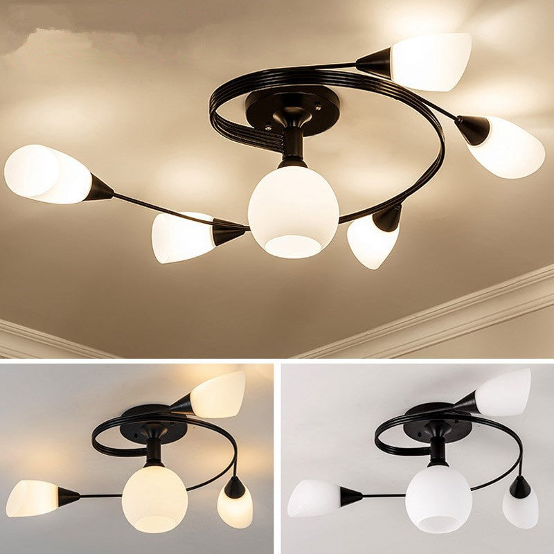Traditional Globe Ceiling Light Surface Flush Mount Light with Glass Shade for Living Room