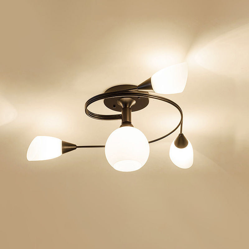 Traditional Globe Ceiling Light Surface Flush Mount Light with Glass Shade for Living Room