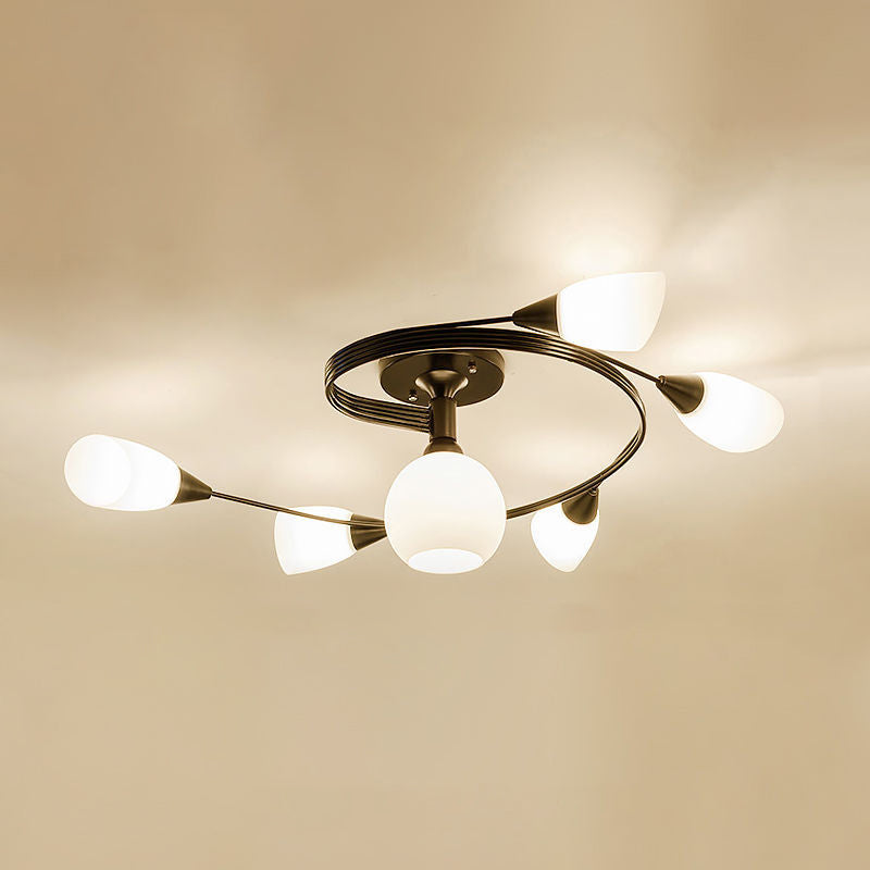 Traditional Globe Ceiling Light Surface Flush Mount Light with Glass Shade for Living Room