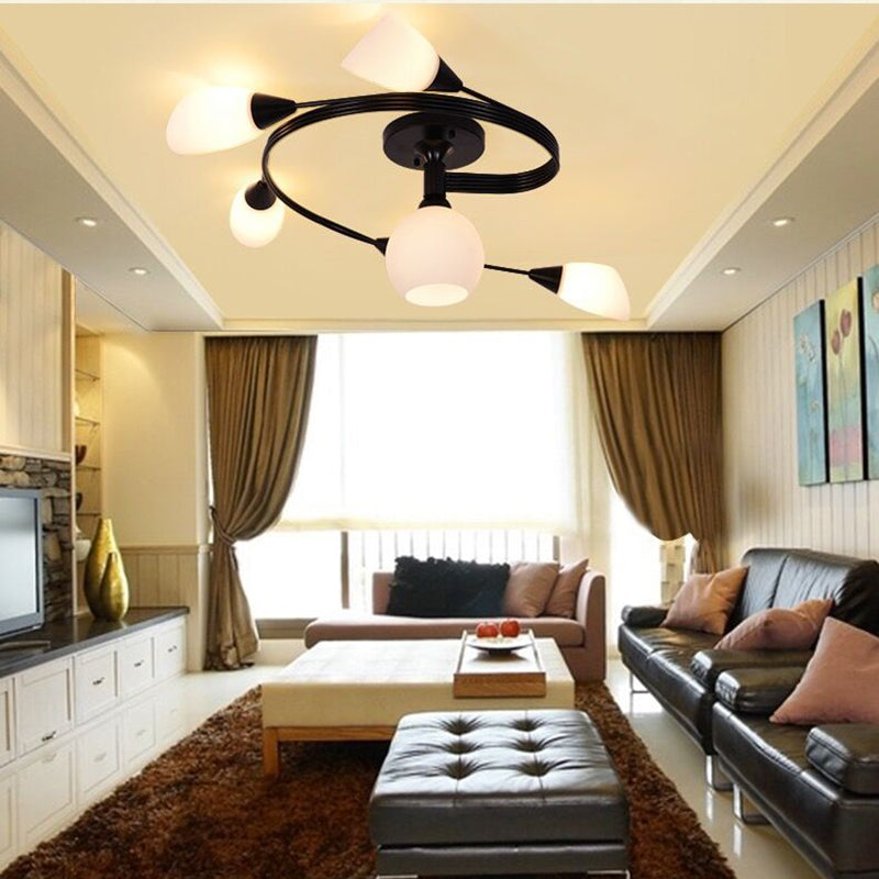 Traditional Globe Ceiling Light Surface Flush Mount Light with Glass Shade for Living Room
