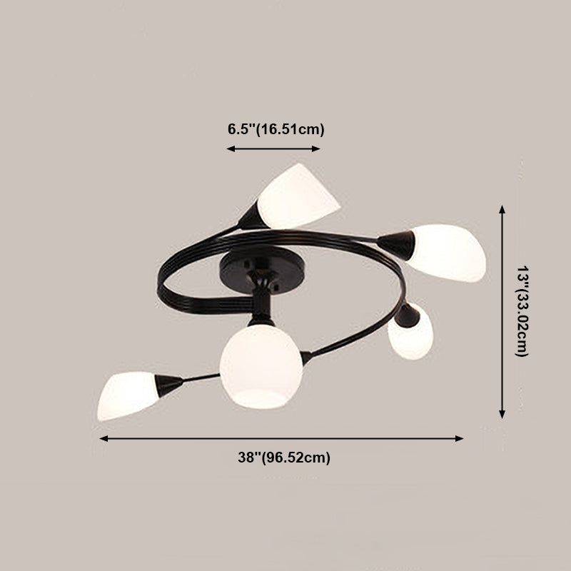 Traditional Globe Ceiling Light Surface Flush Mount Light with Glass Shade for Living Room