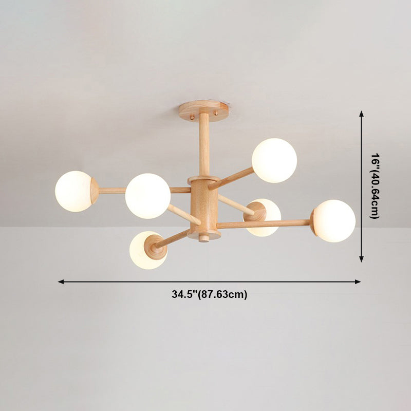 Beige Chandelier Light Fixtures Modern Multi-Head Hanging Pendant Lamps for Living Room