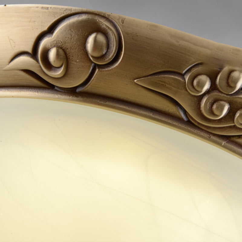 Lámpara de techo de cristal blanco geométrica de luz de montaje empotrado de estilo tradicional para dormitorio