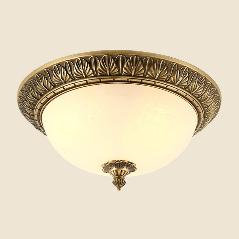 Traditional Flush Mount Light White Glass Shade Ceiling Lamp for Coffee Shop