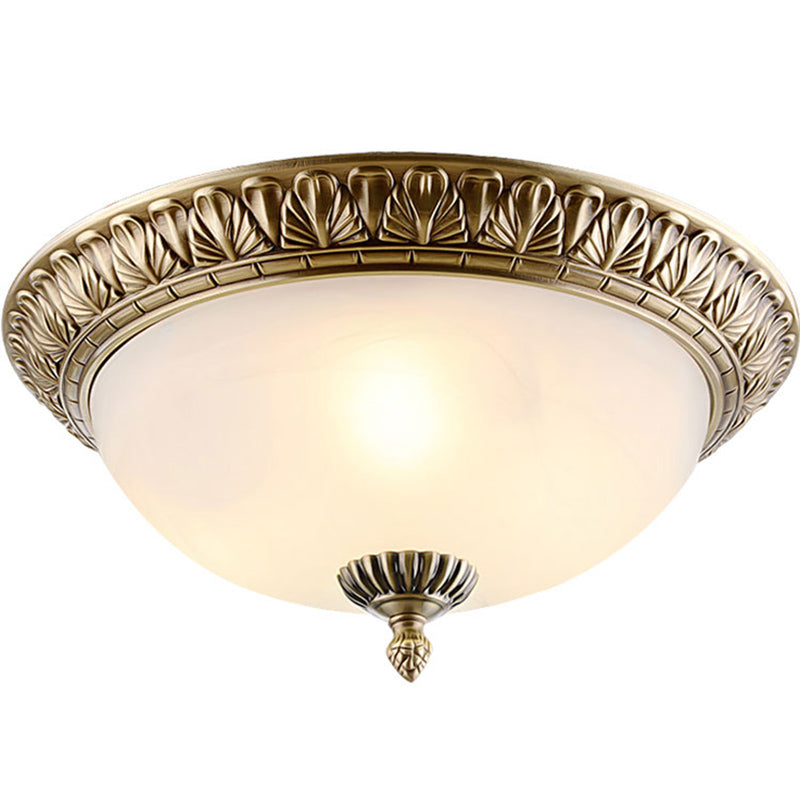 Traditional Style Ceiling Lamp Glass Shade Flush Mount Light for Sitting Room