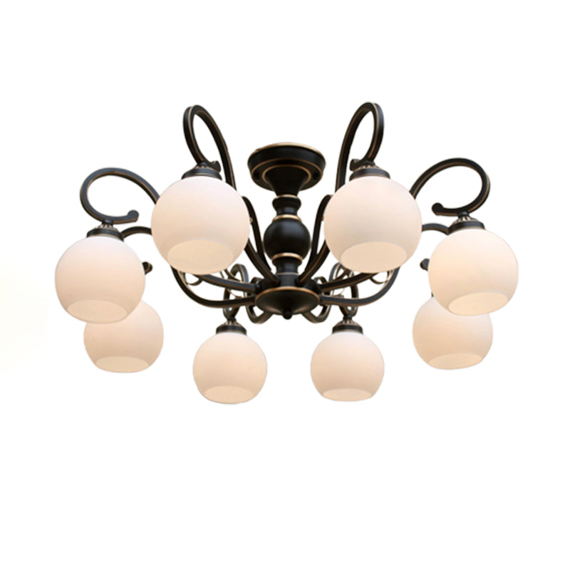 Traditional Ceiling Light Globe Glass Shade Flush Mount Light for Bedroom Living Room