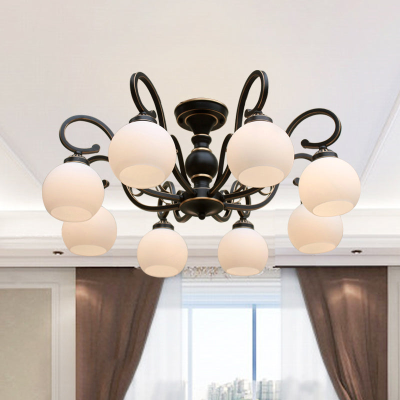 Traditional Ceiling Light Globe Glass Shade Flush Mount Light for Bedroom Living Room