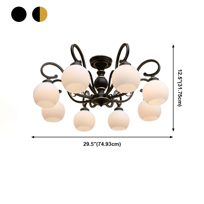 Traditional Ceiling Light Globe Glass Shade Flush Mount Light for Bedroom Living Room