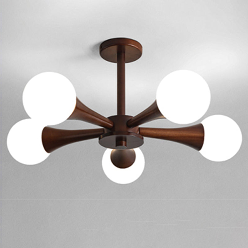 Globe Chandelier Light Fixtures Modern Multi-Head Hanging Pendant Lights with White Glass Shade