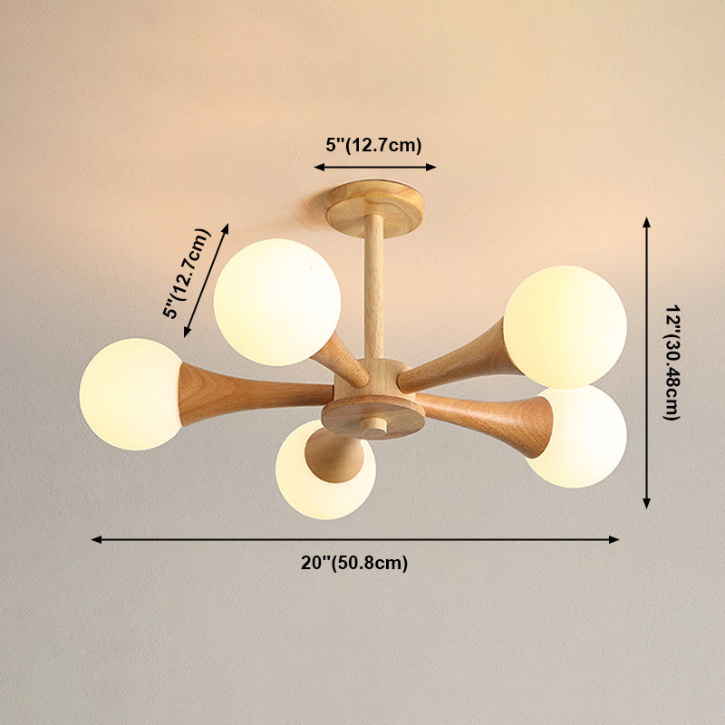 Globe Chandelier Light Fixtures Modern Multi-Head Hanging Pendant Lights with White Glass Shade