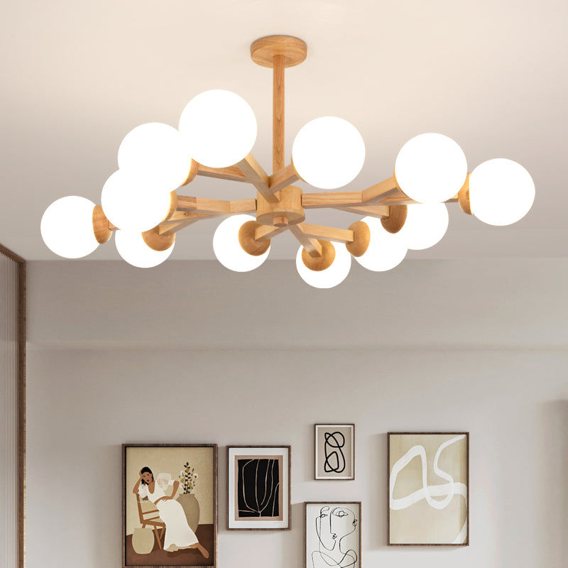 Globe Chandelier Light Fixtures Modern Multi-Head Hanging Pendant Lamps with White Glass Shade