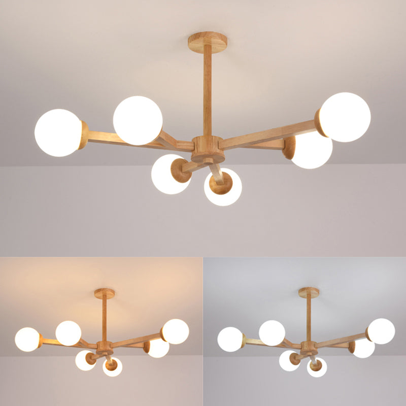 Globe Chandelier Light Fixtures Modern Multi-Head Hanging Pendant Lamps with White Glass Shade