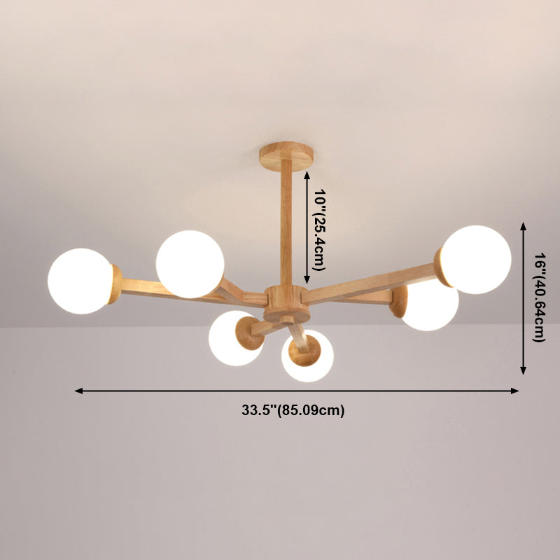 Globe Chandelier Light Fixtures Modern Multi-Head Hanging Pendant Lamps with White Glass Shade