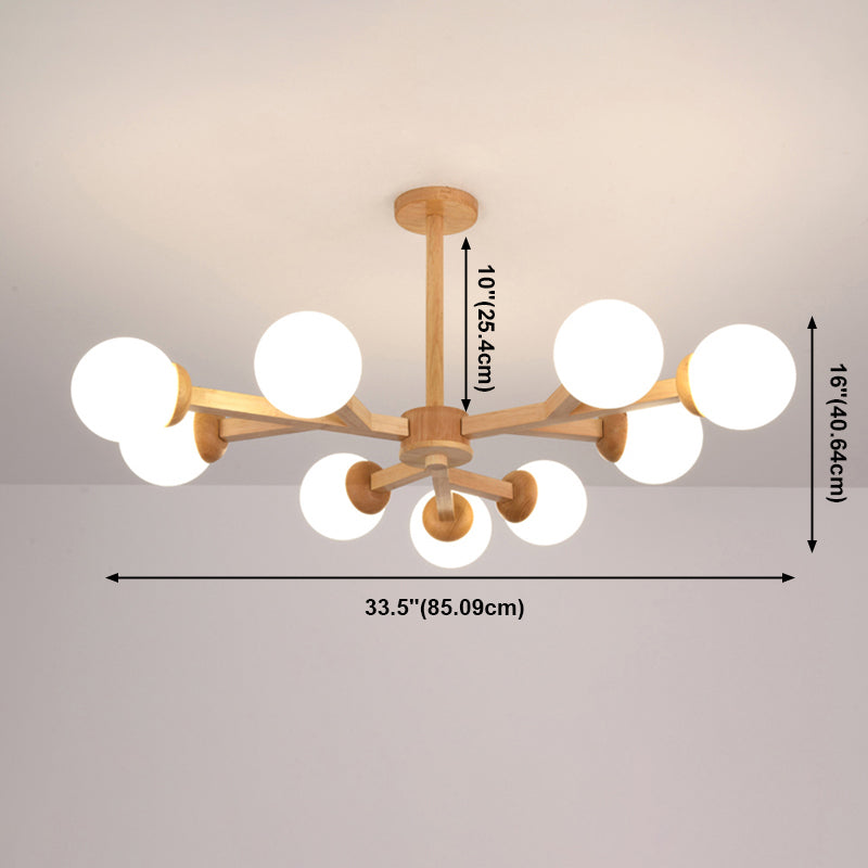 Globe Chandelier Light Fixtures Modern Multi-Head Hanging Pendant Lamps with White Glass Shade