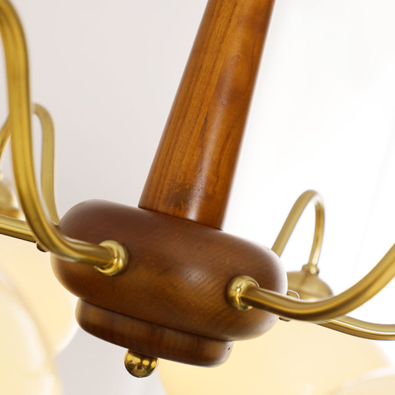 Bowl Chandelier Light Fixtures Modern Multi-Head Hanging Pendant Lamps with White Glass Shade