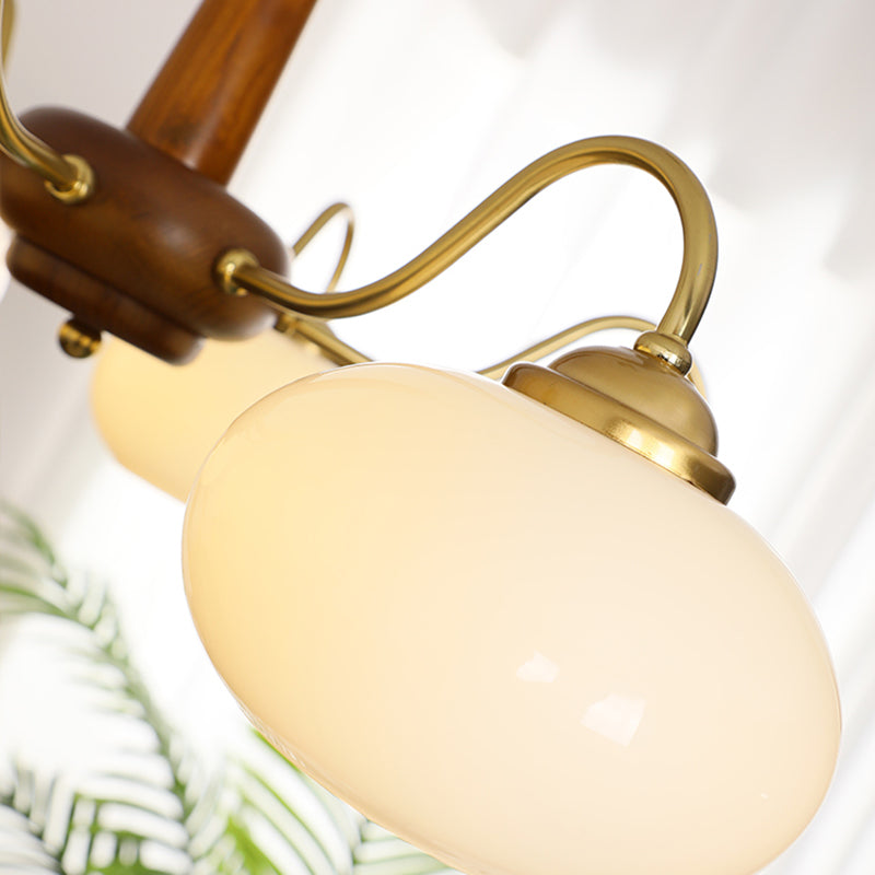 Bowl Chandelier Light Fixtures Modern Multi-Head Hanging Pendant Lamps with White Glass Shade