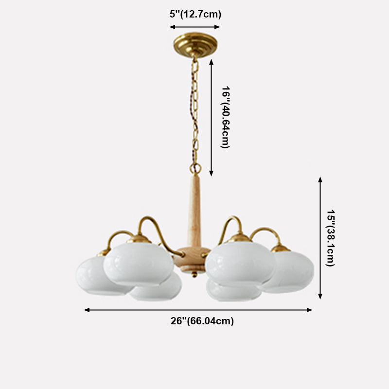 Bowl Chandelier Light Fixtures Modern Multi-Head Hanging Pendant Lamps with White Glass Shade