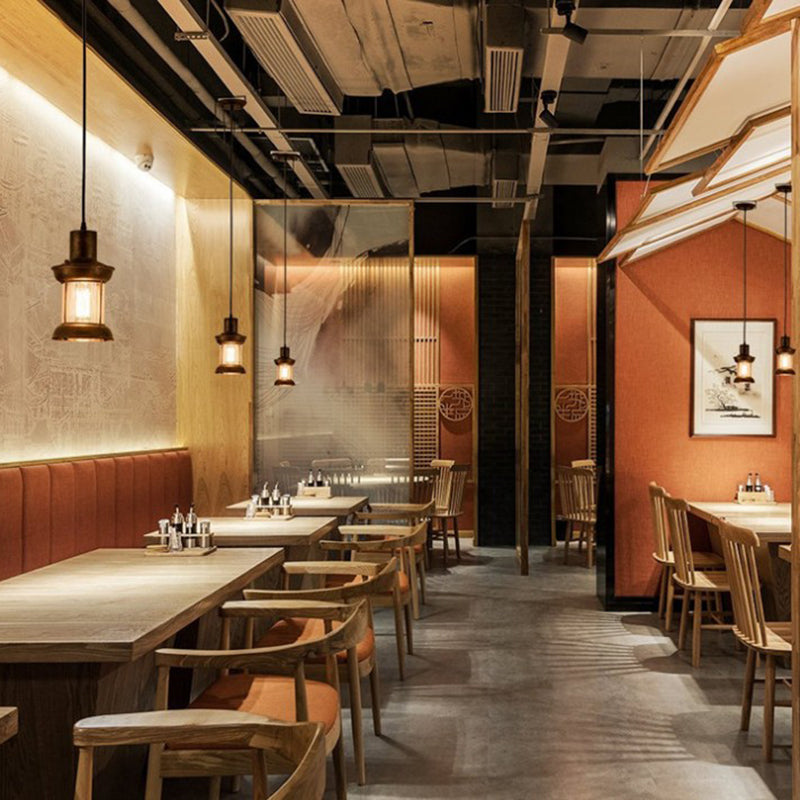 Industrial Hanging Light Fixture Metal 1 Light Indoor Pendants Light with Clear Glass Shade