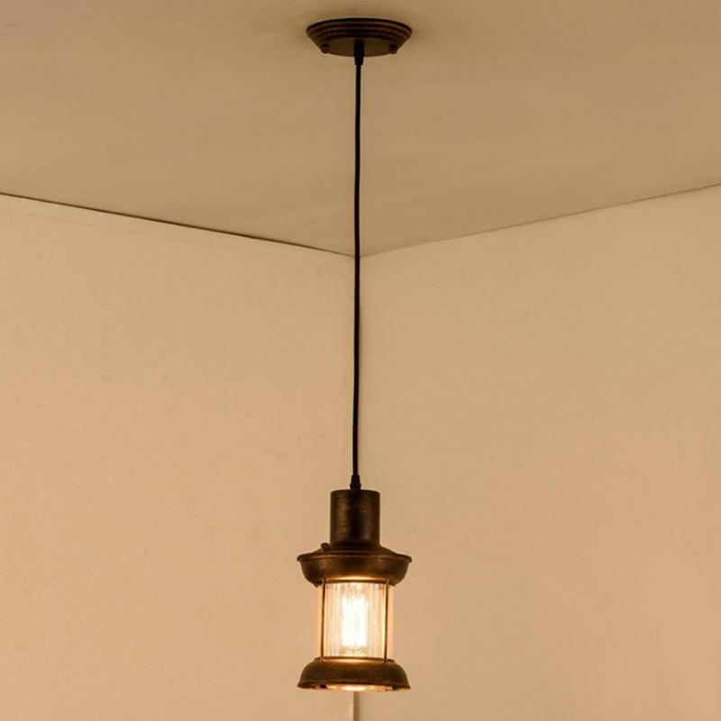 Industrial Hanging Light Fixture Metal 1 Light Indoor Pendants Light with Clear Glass Shade