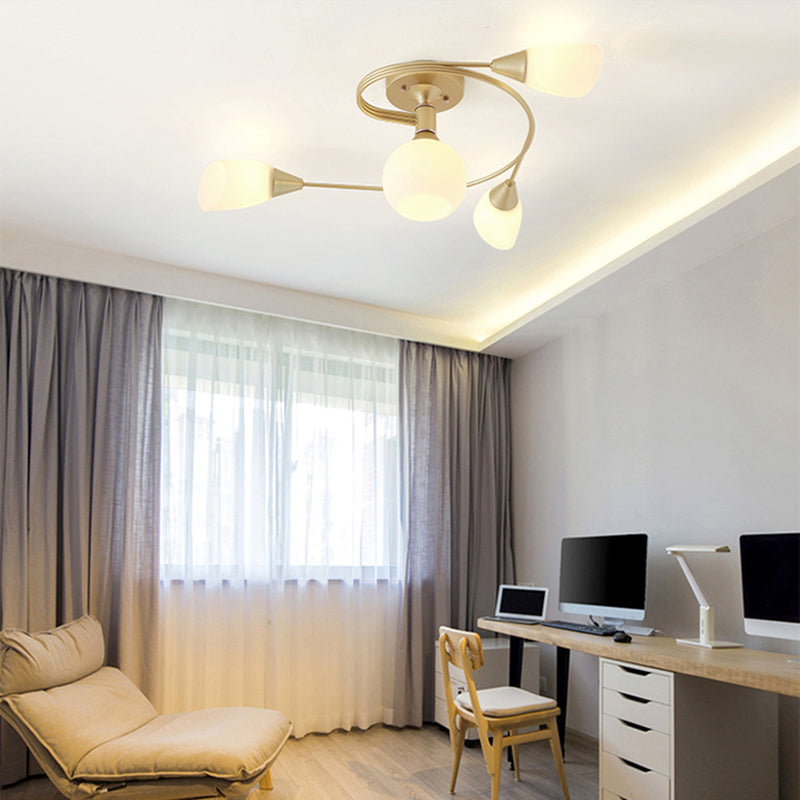 White Glass Flush Mount Light Modern Style Simplicity Bedroom Ceiling Lamp