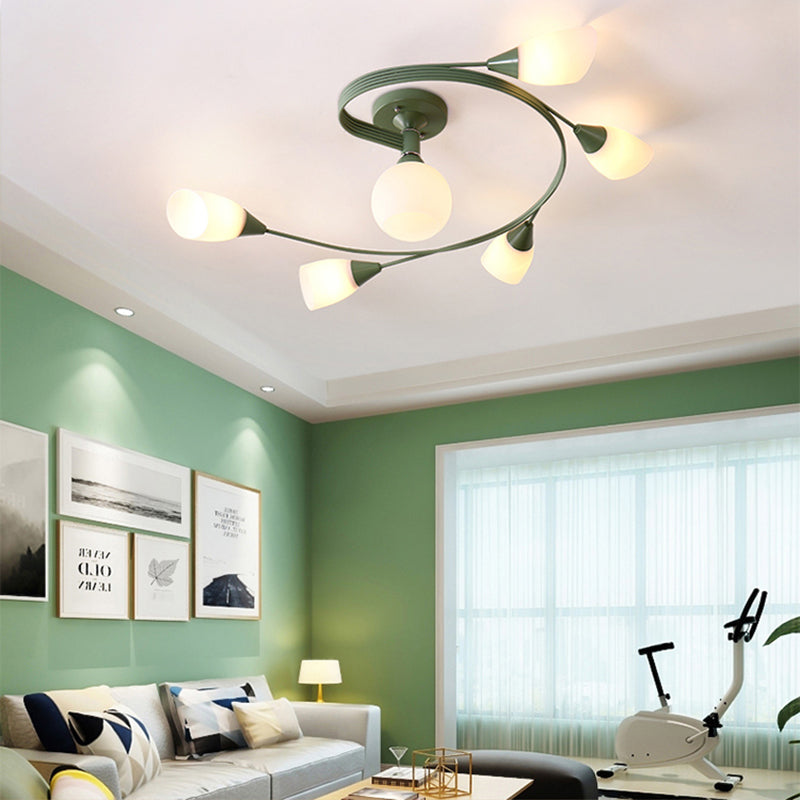 White Glass Flush Mount Light Modern Style Simplicity Bedroom Ceiling Lamp