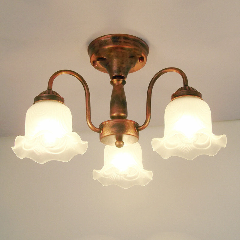 Traditional Style Flush Mount Light Flower Shade Bedroom Drawing Room Ceiling Lamp