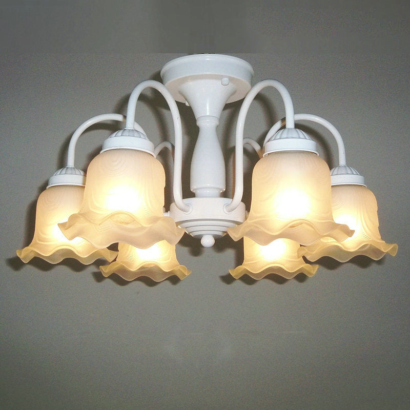 Traditional Style Flush Mount Light Flower Shade Bedroom Drawing Room Ceiling Lamp