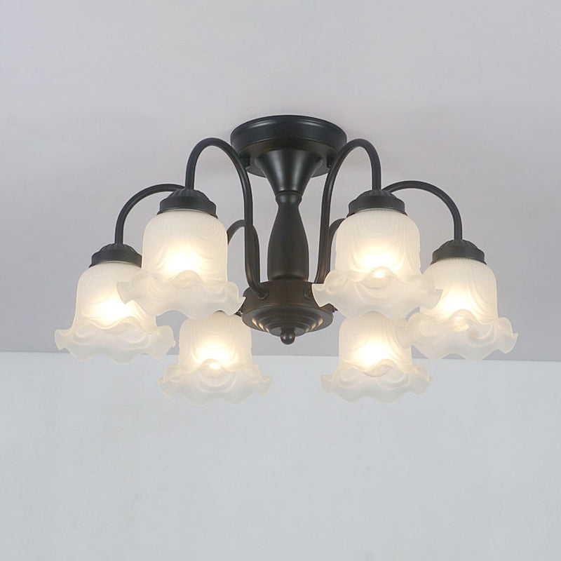 Traditional Style Flush Mount Light Flower Shade Bedroom Drawing Room Ceiling Lamp