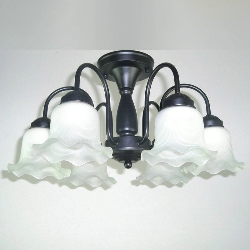Traditional Style Flush Mount Light Flower Shade Bedroom Drawing Room Ceiling Lamp